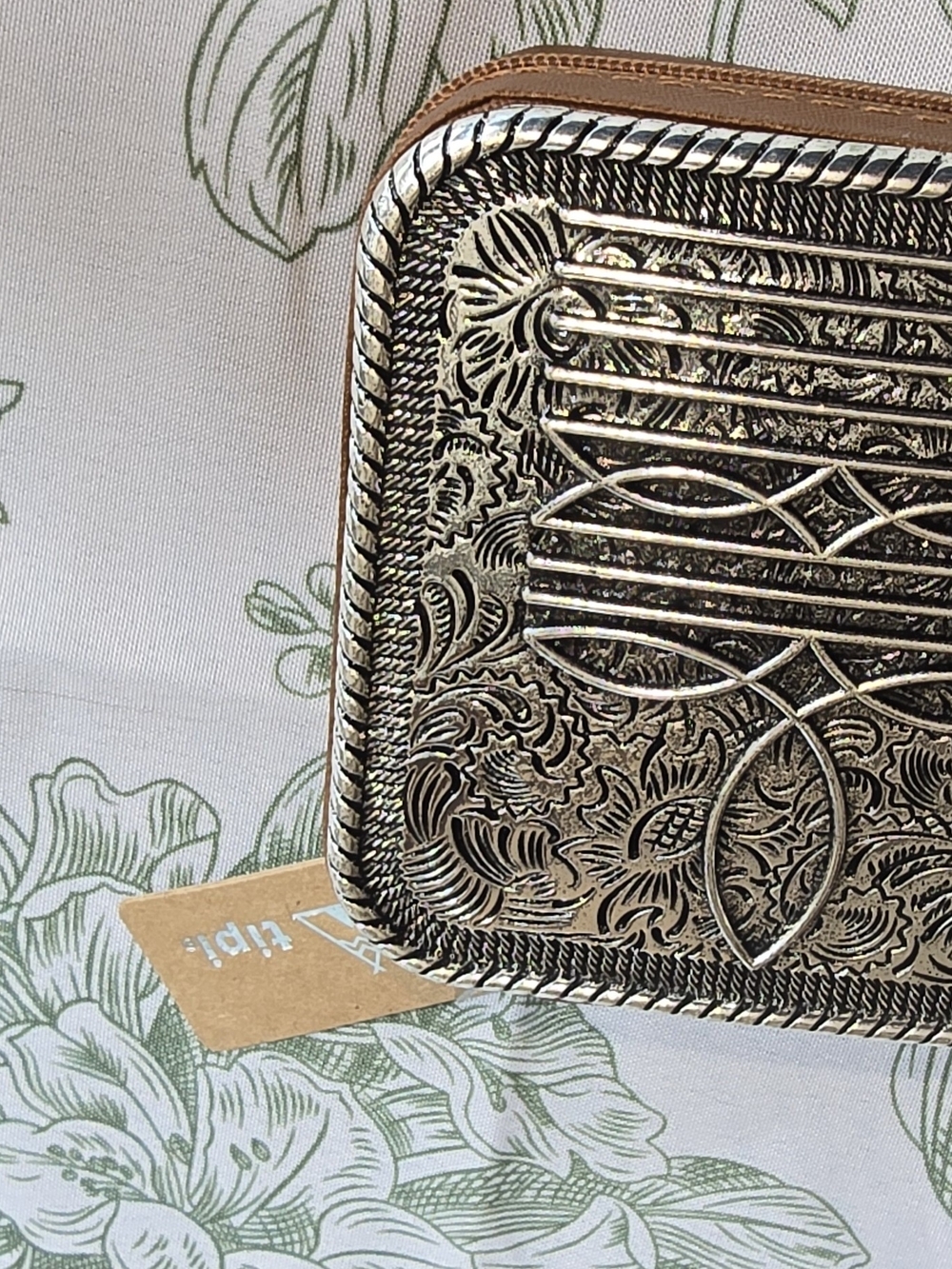 Western Jean Patch Compact Metallic Jewelry Box